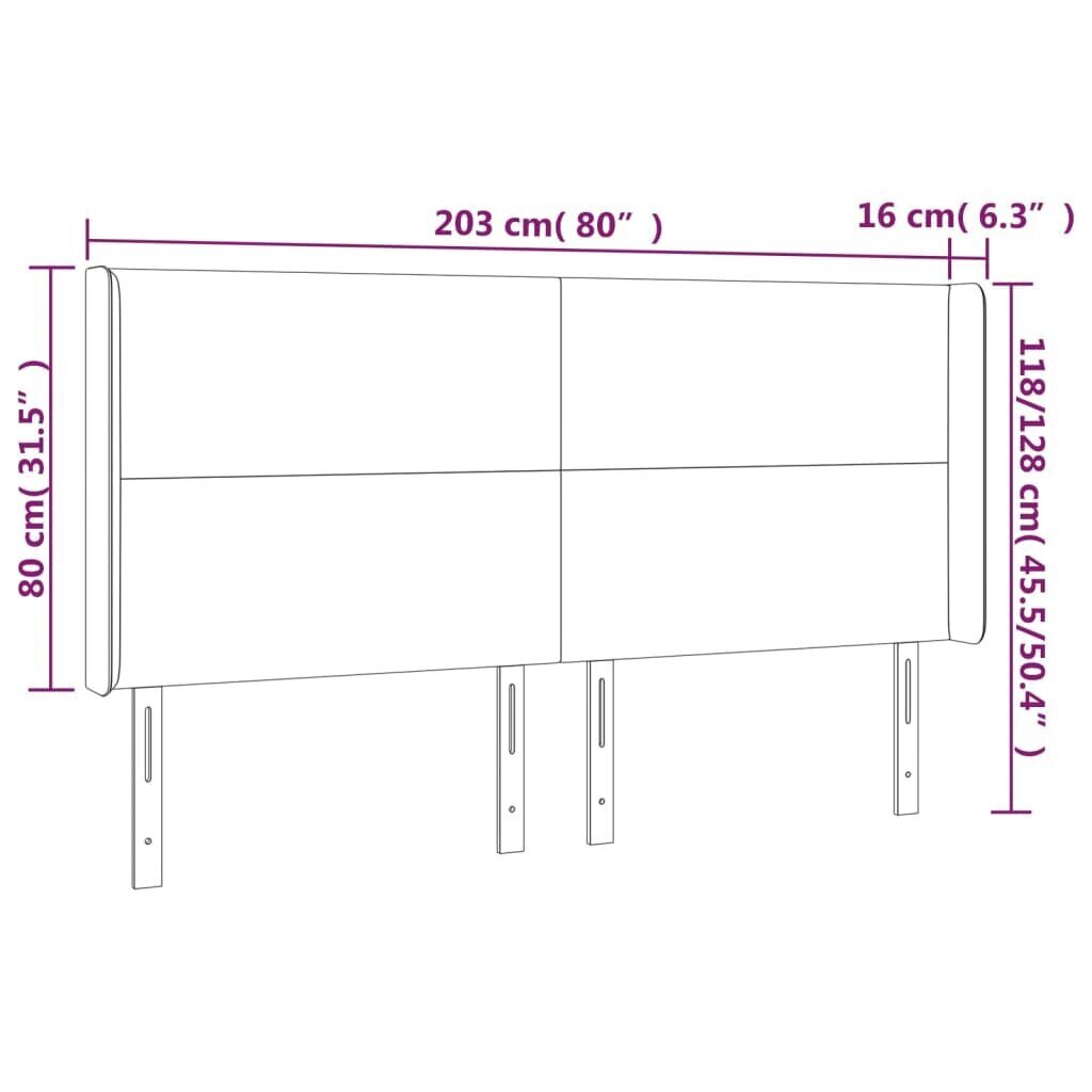 Sängynpääty LED-valolla, sininen, 203x16x118/128cm hinta ja tiedot | Sängyt | hobbyhall.fi