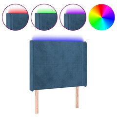 Sängynpääty LED-valolla, Velvet, 93x16x118/128cm, tummansininen hinta ja tiedot | Sängyt | hobbyhall.fi