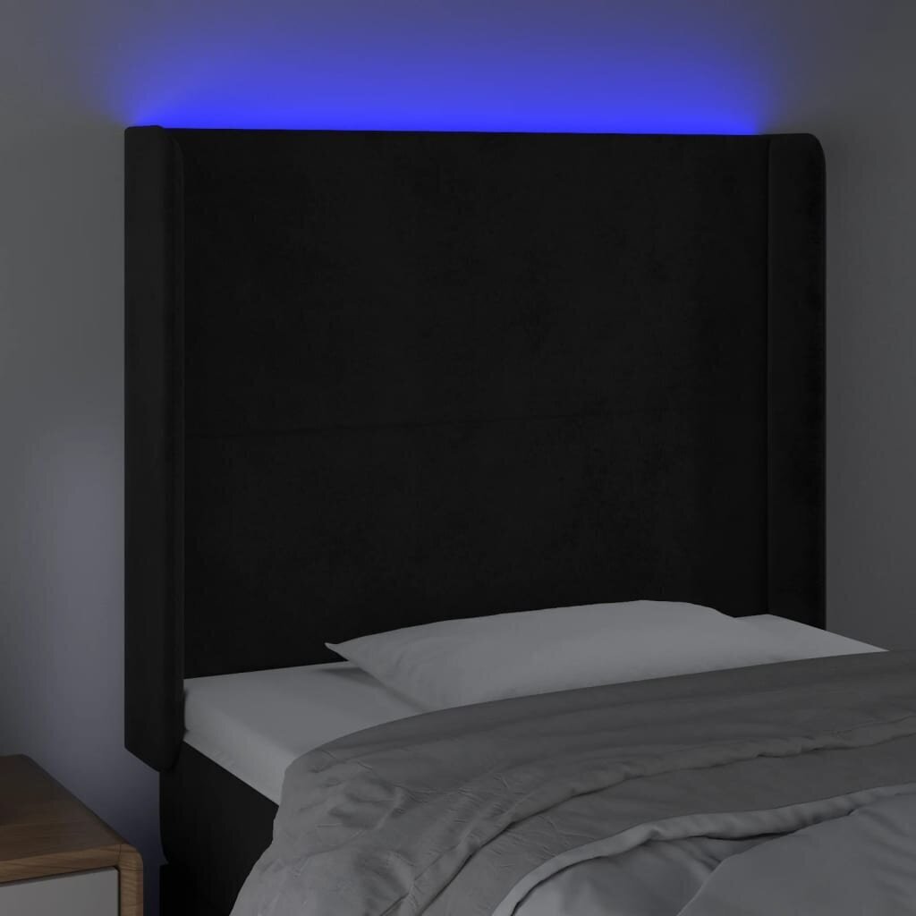 Sängynpääty LED-valolla, musta, 103x16x118/128cm hinta ja tiedot | Sängyt | hobbyhall.fi