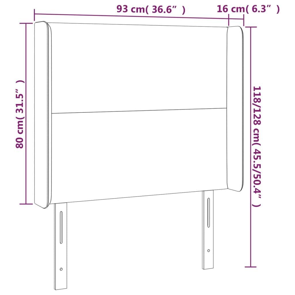 Sängynpääty LED-valolla, musta, 93x16x118/128 cm hinta ja tiedot | Sängyt | hobbyhall.fi