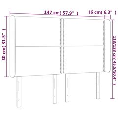 Sängynpääty LED-valolla, Kangas, 147x16x118/128 cm, kermanvärinen hinta ja tiedot | Sängyt | hobbyhall.fi