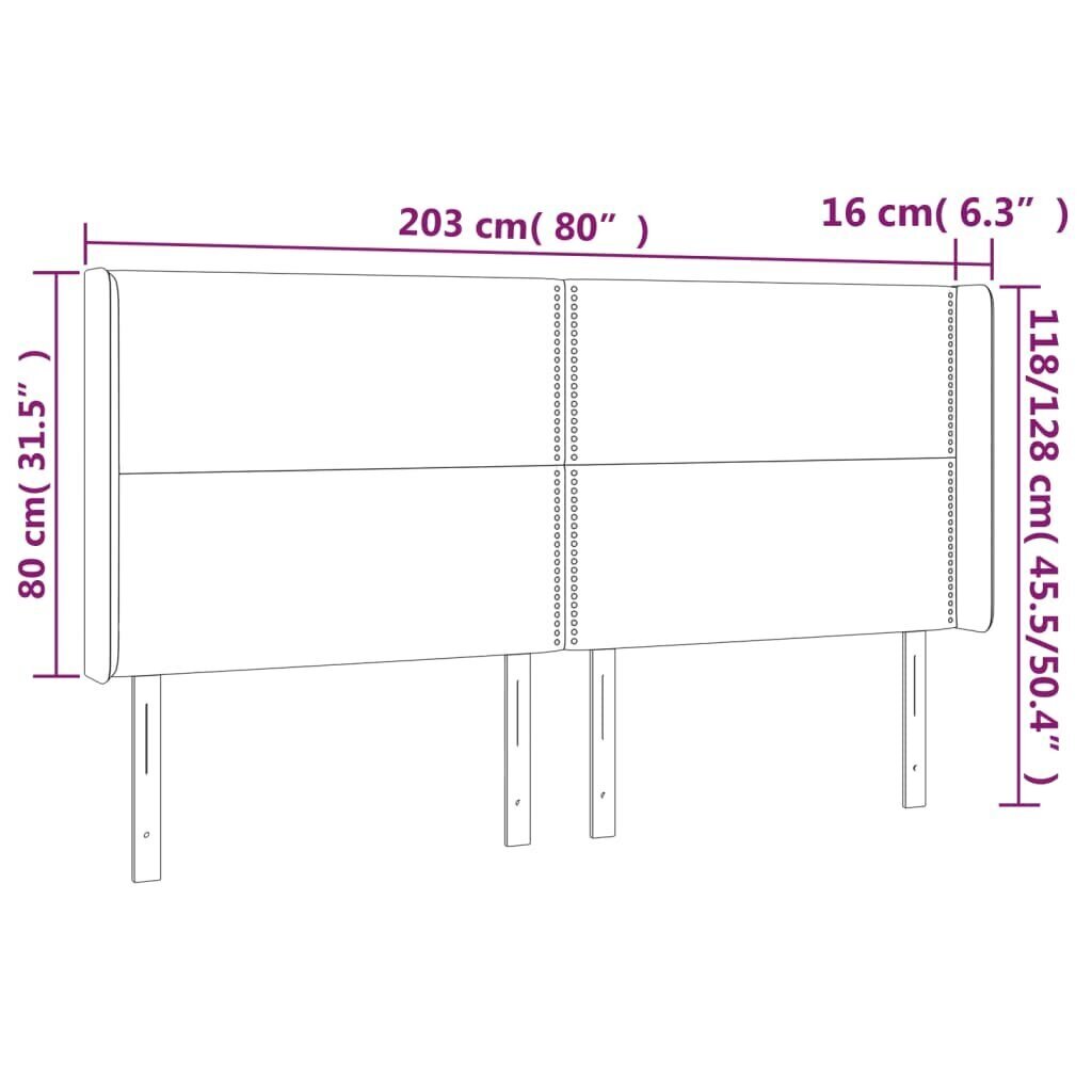 Sängynpääty LED-valolla, sininen, 203x16x118/128cm hinta ja tiedot | Sängyt | hobbyhall.fi