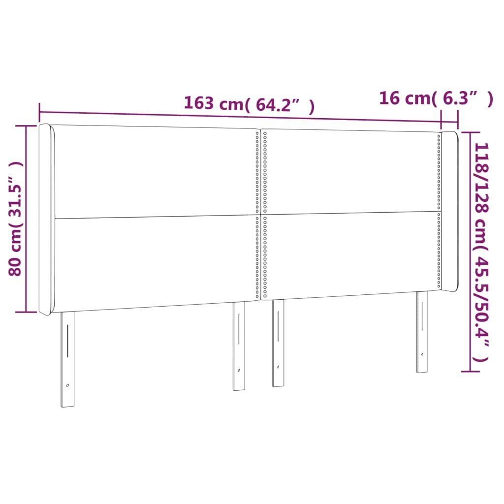 Sängynpääty LED-valolla, Velvet, 163x16x118/128cm, tummanvihreä hinta ja tiedot | Sängyt | hobbyhall.fi