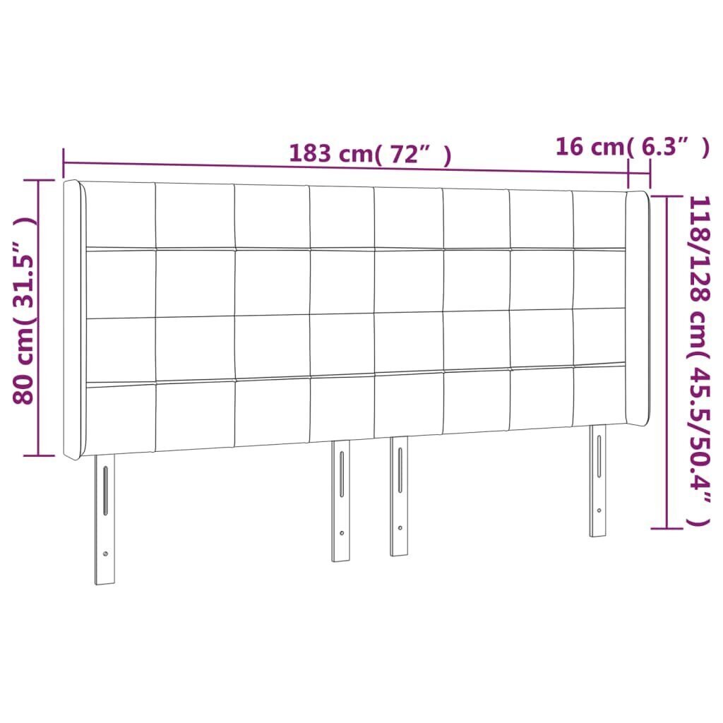 Sängynpääty LED-valolla, tummanruskea, 183x16x118/128cm hinta ja tiedot | Sängyt | hobbyhall.fi