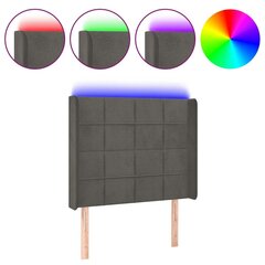 Sängynpääty LED vidaXL, Velvet, 103x16x118/128cm, tummanharmaa hinta ja tiedot | Sängyt | hobbyhall.fi