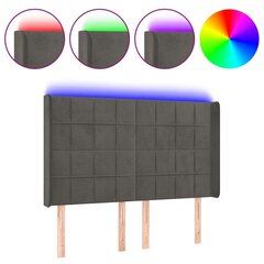 Sängynpääty LED-valolla, Velvet, 147x16x118/128cm, tummanharmaa hinta ja tiedot | Sängyt | hobbyhall.fi