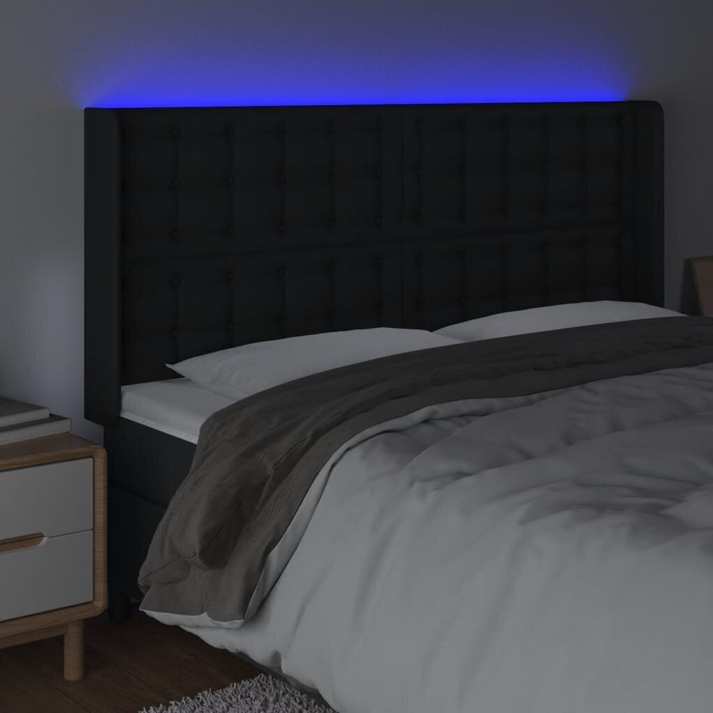 Sängynpääty LED-valolla, musta, 163x16x118/128 cm hinta ja tiedot | Sängyt | hobbyhall.fi