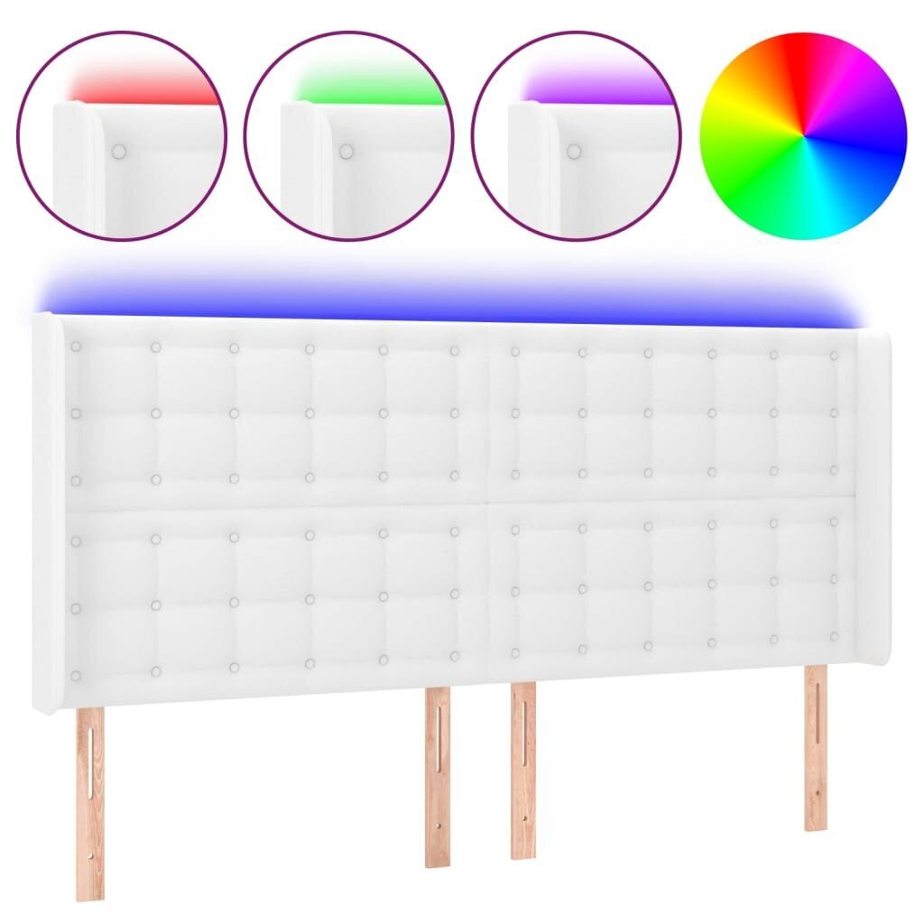 Sängynpääty LED-valolla, valkoinen, 183x16x118/128 cm hinta ja tiedot | Sängyt | hobbyhall.fi