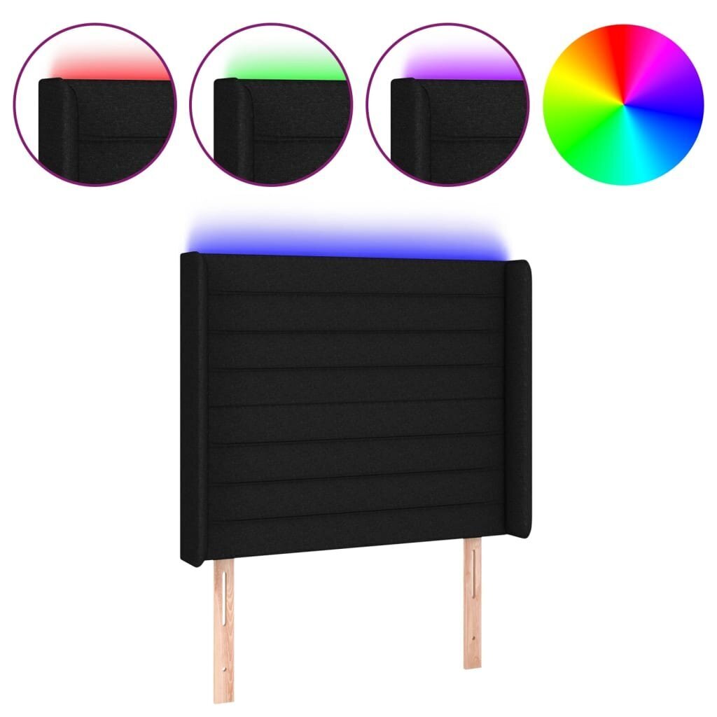 Sängynpääty LED-valolla, musta, 83x16x118/128cm hinta ja tiedot | Sängyt | hobbyhall.fi