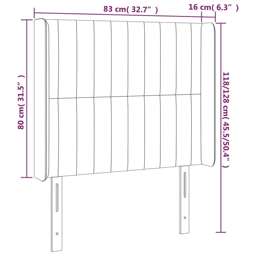 Sängynpääty LED-valolla, musta, 83x16x118/128cm hinta ja tiedot | Sängyt | hobbyhall.fi