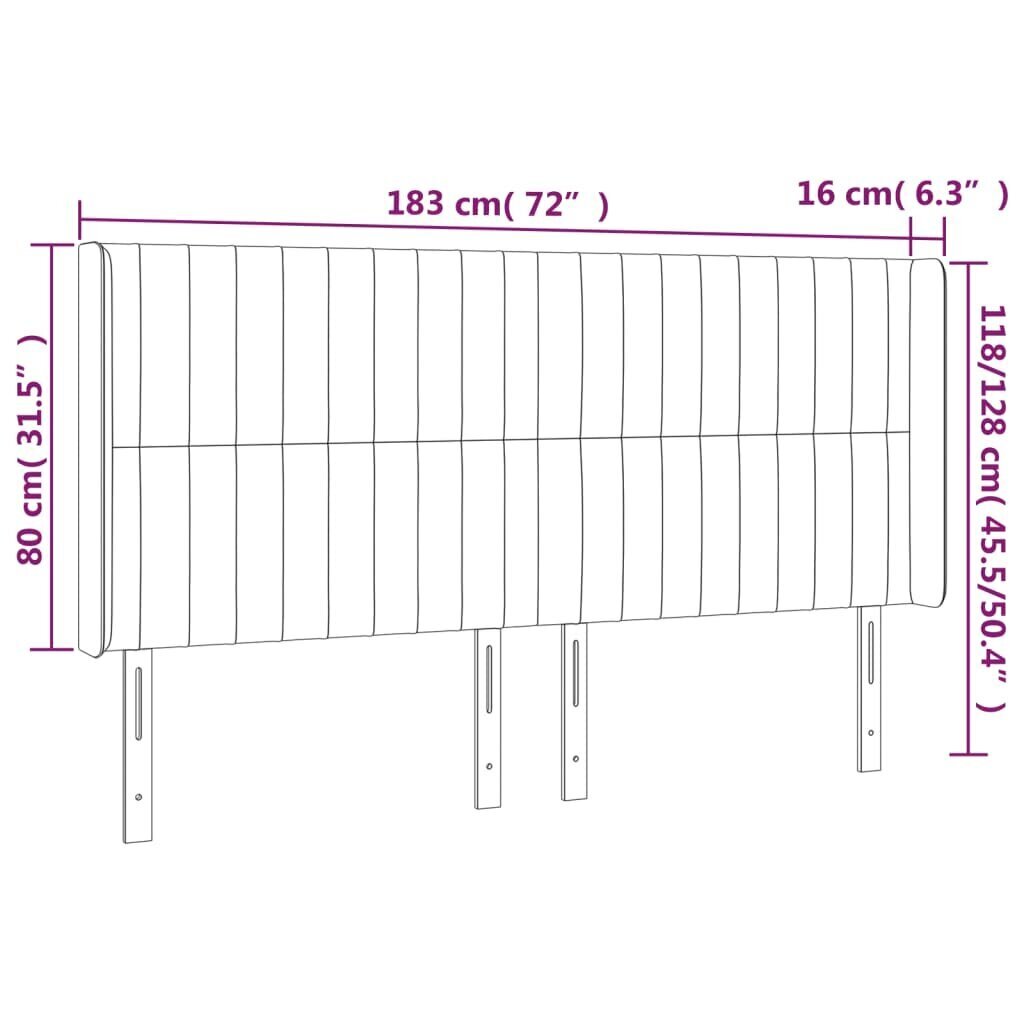 Sängynpääty LED-valolla, sininen, 183x16x118/128cm hinta ja tiedot | Sängyt | hobbyhall.fi