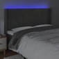 Sängynpääty LED-valolla, Velvet, 183x16x118/128cm, tummanharmaa hinta ja tiedot | Sängyt | hobbyhall.fi