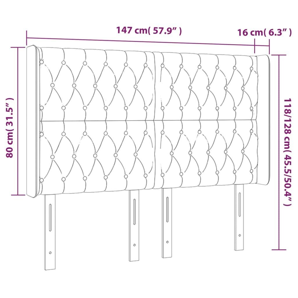 Sängynpääty vidaXL, 147x16x118/128cm, harmaa hinta ja tiedot | Sängyt | hobbyhall.fi