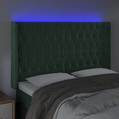 Sängynpääty LED-valolla, Velvet, 163x16x118/128cm, tummanvihreä hinta ja tiedot | Sängyt | hobbyhall.fi