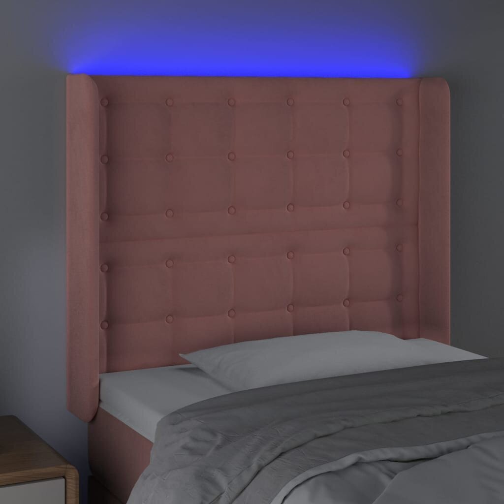 Sängynpääty LED-valolla, pinkki, 93x16x118/128cm hinta ja tiedot | Sängyt | hobbyhall.fi