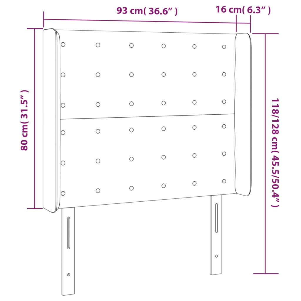 Sängynpääty LED-valolla, pinkki, 93x16x118/128cm hinta ja tiedot | Sängyt | hobbyhall.fi