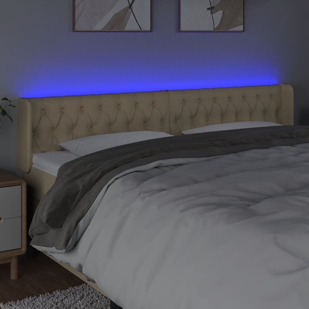 Sängynpääty LED-valolla, kerma, 203x16x78/88cm hinta ja tiedot | Sängyt | hobbyhall.fi