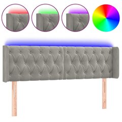 Sängynpääty LED vidaXL, Velvet, 147x16x78/88cm, vaaleanharmaa hinta ja tiedot | Sängyt | hobbyhall.fi