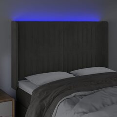 Sängynpääty LED vidaXL, Velvet, 147x16x118/128cm, tummanharmaa hinta ja tiedot | Sängyt | hobbyhall.fi