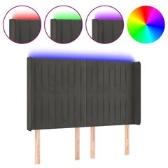 Sängynpääty LED vidaXL, Velvet, 147x16x118/128cm, tummanharmaa hinta ja tiedot | Sängyt | hobbyhall.fi