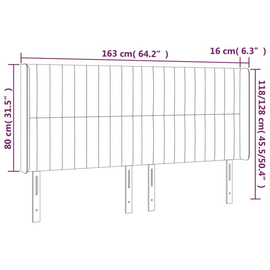 Sängynpääty LED-valolla, musta, 163x16x118/128cm hinta ja tiedot | Sängyt | hobbyhall.fi