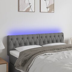 Sängynpääty LED-valolla, Kangas, 144x7x78/88cm, tummanharmaa hinta ja tiedot | Sängyt | hobbyhall.fi