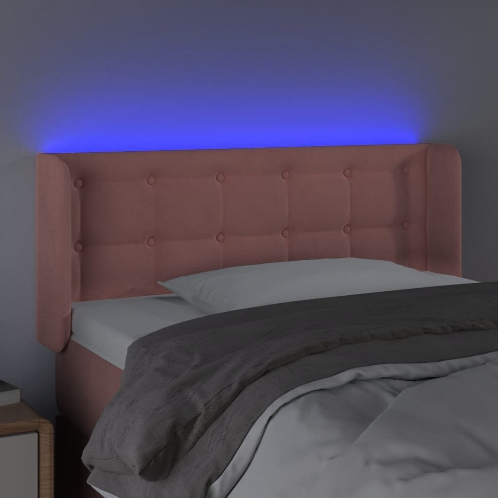 Sängynpääty LED-valolla, Velvet, 93x16x78/88cm, pinkki hinta ja tiedot | Sängyt | hobbyhall.fi