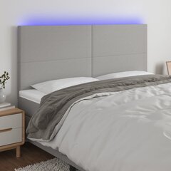 Sängynpääty LED-valolla, vaaleanharmaa, 160x5x118/128cm, kangas hinta ja tiedot | Sängyt | hobbyhall.fi