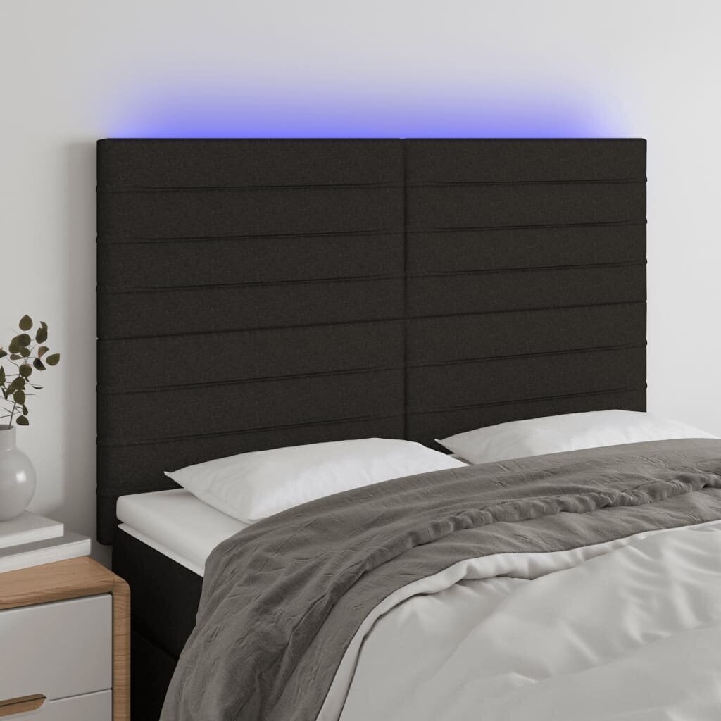 Sängynpääty LED-valolla, musta, 144x5x118/128cm hinta ja tiedot | Sängyt | hobbyhall.fi