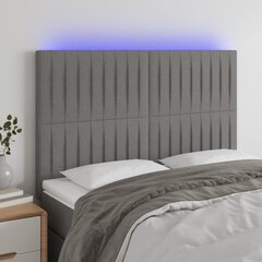 Sängynpääty LED-valolla, Kangas, 144x5x118/128cm, tummanharmaa hinta ja tiedot | Sängyt | hobbyhall.fi