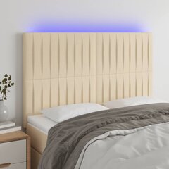 Sängynpääty LED-valolla, Kangas, 144x5x118/128 cm, kermanvärinen hinta ja tiedot | Sängyt | hobbyhall.fi