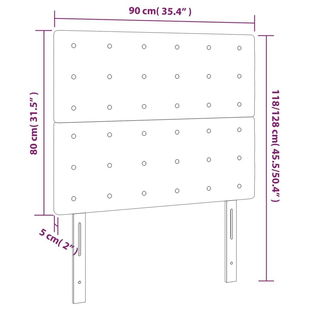 vidaXL Sängynpääty LED-valolla, tummanruskea, 90x5x118/128cm hinta ja tiedot | Sängyt | hobbyhall.fi