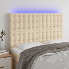 Sängynpääty LED-valolla, Kangas, 144x5x118/128 cm, kermanvärinen hinta ja tiedot | Sängyt | hobbyhall.fi