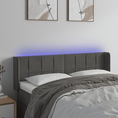 Sängynpääty LED-valolla, Velvet, 147x16x78/88cm, tummanharmaa hinta ja tiedot | Sängyt | hobbyhall.fi