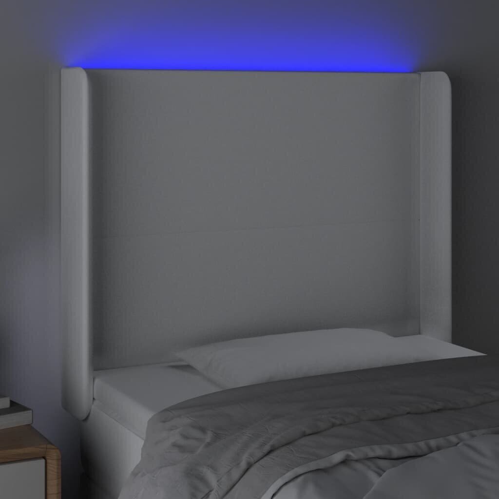 Sängynpääty LED-valolla, valkoinen, 83x16x118/128 cm hinta ja tiedot | Sängyt | hobbyhall.fi