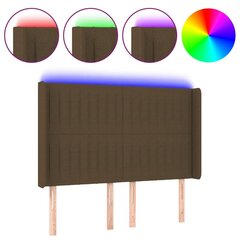 Sängynpääty LED-valolla, tummanruskea, 147x16x118/128cm hinta ja tiedot | Sängyt | hobbyhall.fi