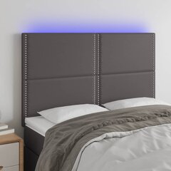 Sängynpääty LED-valolla, harmaa, 144x5x118/128cm, keinonahkaa hinta ja tiedot | Sängyt | hobbyhall.fi