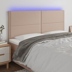 Sängynpääty LED-valolla, keinonahka, 160x5x118/128cm, cappuccino väri hinta ja tiedot | Sängyt | hobbyhall.fi