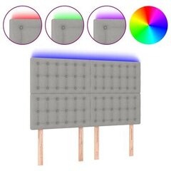 Sängynpääty LED-valolla, vaaleanharmaa, 144x5x118/128cm, kangas hinta ja tiedot | Sängyt | hobbyhall.fi