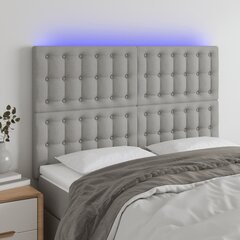 Sängynpääty LED-valolla, vaaleanharmaa, 144x5x118/128cm, kangas hinta ja tiedot | Sängyt | hobbyhall.fi