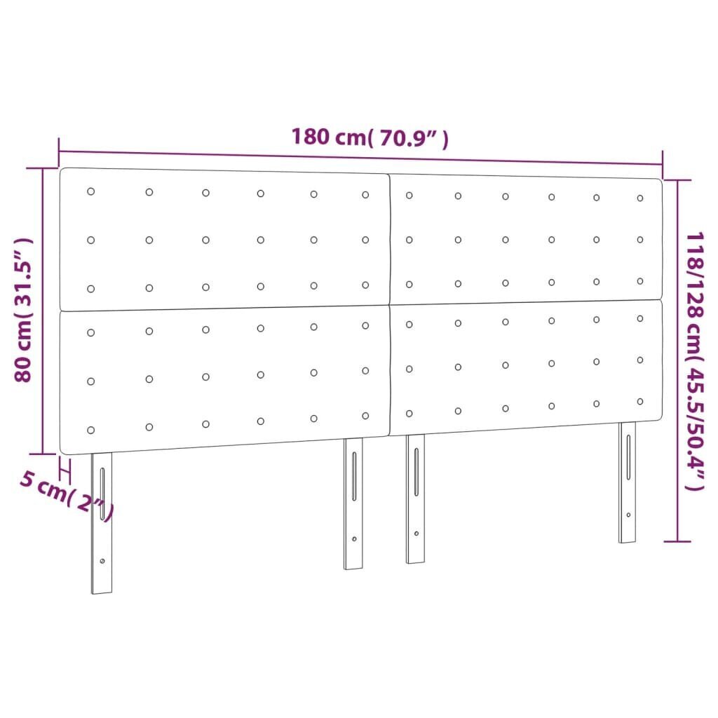 Sängynpääty LED vidaXL:llä, Kangas, 180x5x118/128cm, vaaleanharmaa hinta ja tiedot | Sängyt | hobbyhall.fi