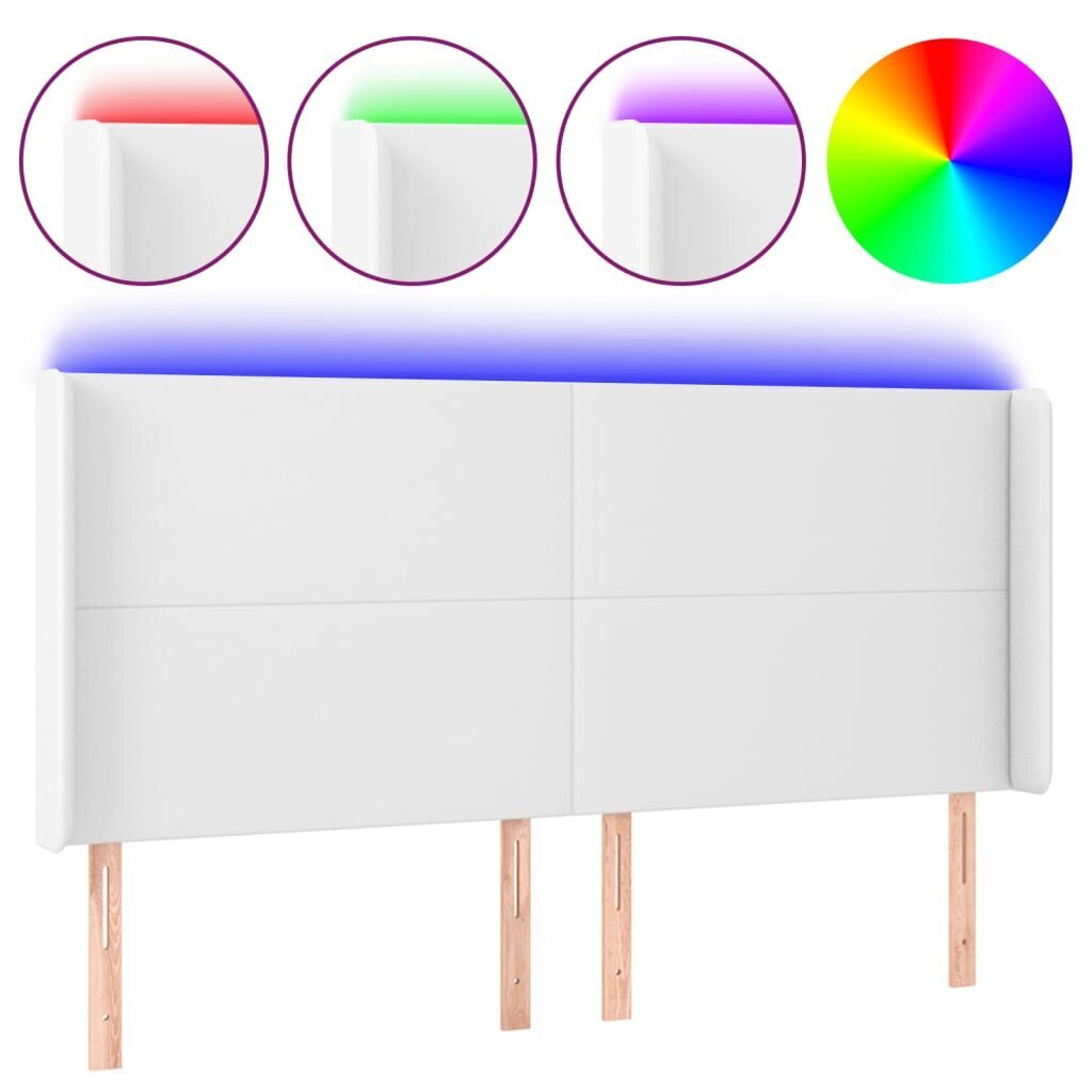 Sängynpääty LED-valolla, valkoinen, 183x16x118/128 cm hinta ja tiedot | Sängyt | hobbyhall.fi