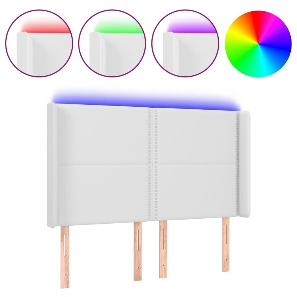 Sängynpääty LED-valolla, valkoinen, 147x16x118/128 cm hinta ja tiedot | Sängyt | hobbyhall.fi