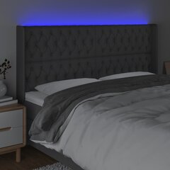 Sängynpääty LED-valolla, tummanharmaa, 203x16x118/128cm, kangas hinta ja tiedot | Sängyt | hobbyhall.fi