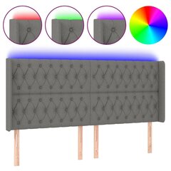 Sängynpääty LED-valolla, tummanharmaa, 203x16x118/128cm, kangas hinta ja tiedot | Sängyt | hobbyhall.fi