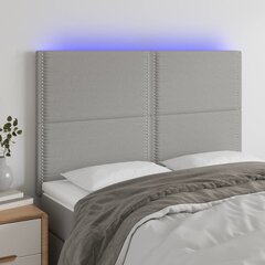 Sängynpääty LED-valolla, vaaleanharmaa, 144x5x118/128cm, kangas hinta ja tiedot | Sängyt | hobbyhall.fi