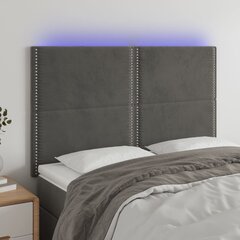 Sängynpääty LED-valolla, Velvet, 144x5x118/128cm, tummanharmaa hinta ja tiedot | Sängyt | hobbyhall.fi