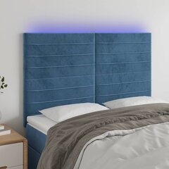 Sängynpääty LED-valolla, Velvet, 144x5x118/128cm, tummansininen hinta ja tiedot | Sängyt | hobbyhall.fi