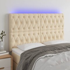 Sängynpääty LED-valolla, Kangas, 144x7x118/128cm, kermanvärinen hinta ja tiedot | Sängyt | hobbyhall.fi