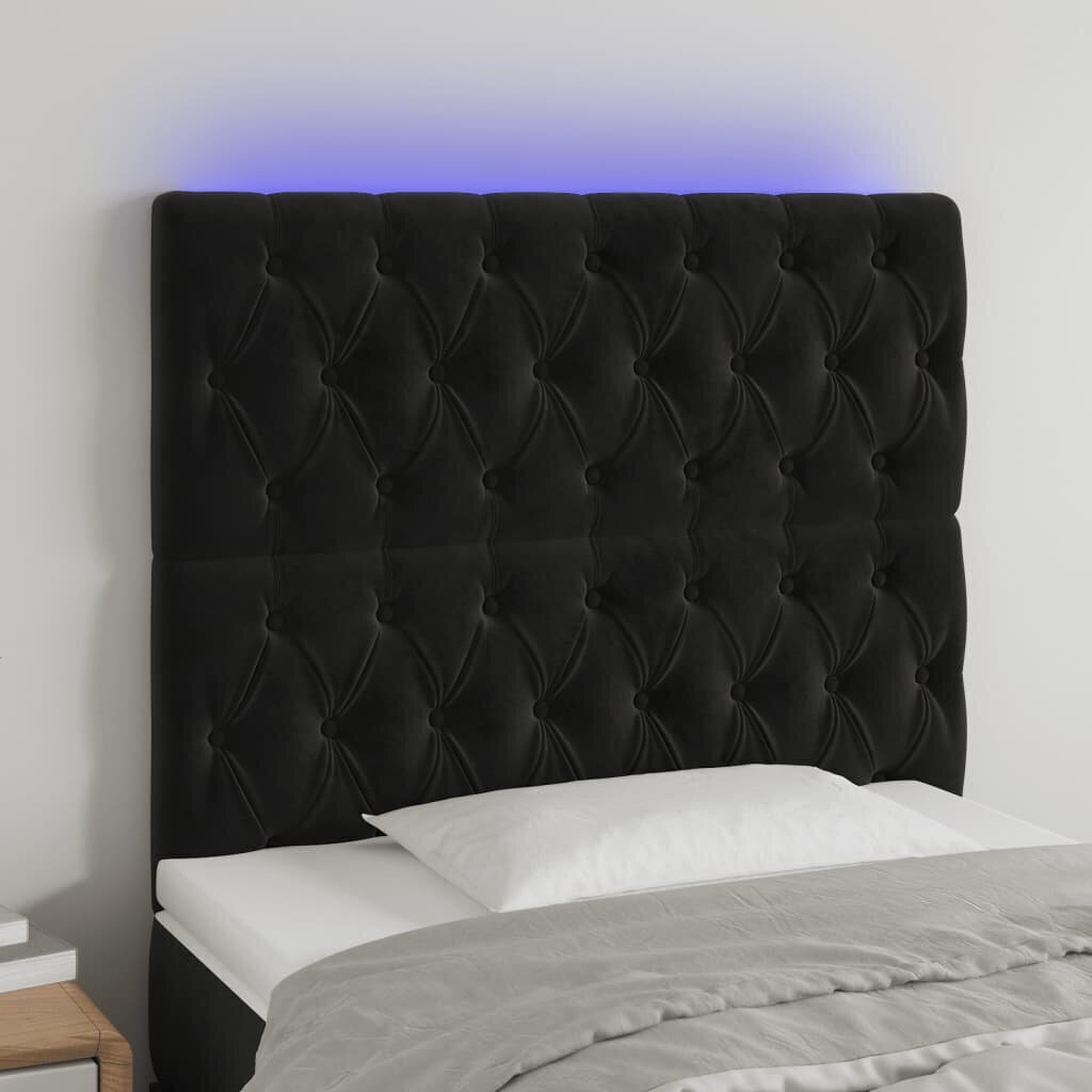 Sängynpääty LED-valolla, musta, 90x7x118/128cm hinta ja tiedot | Sängyt | hobbyhall.fi